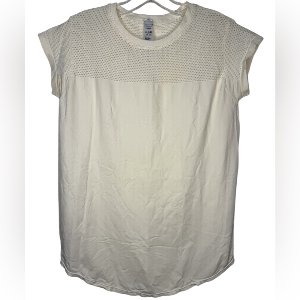 Varley Athletic Mesh Yoke Cap Sleeve Top XXS/XS – Ivory/Cream